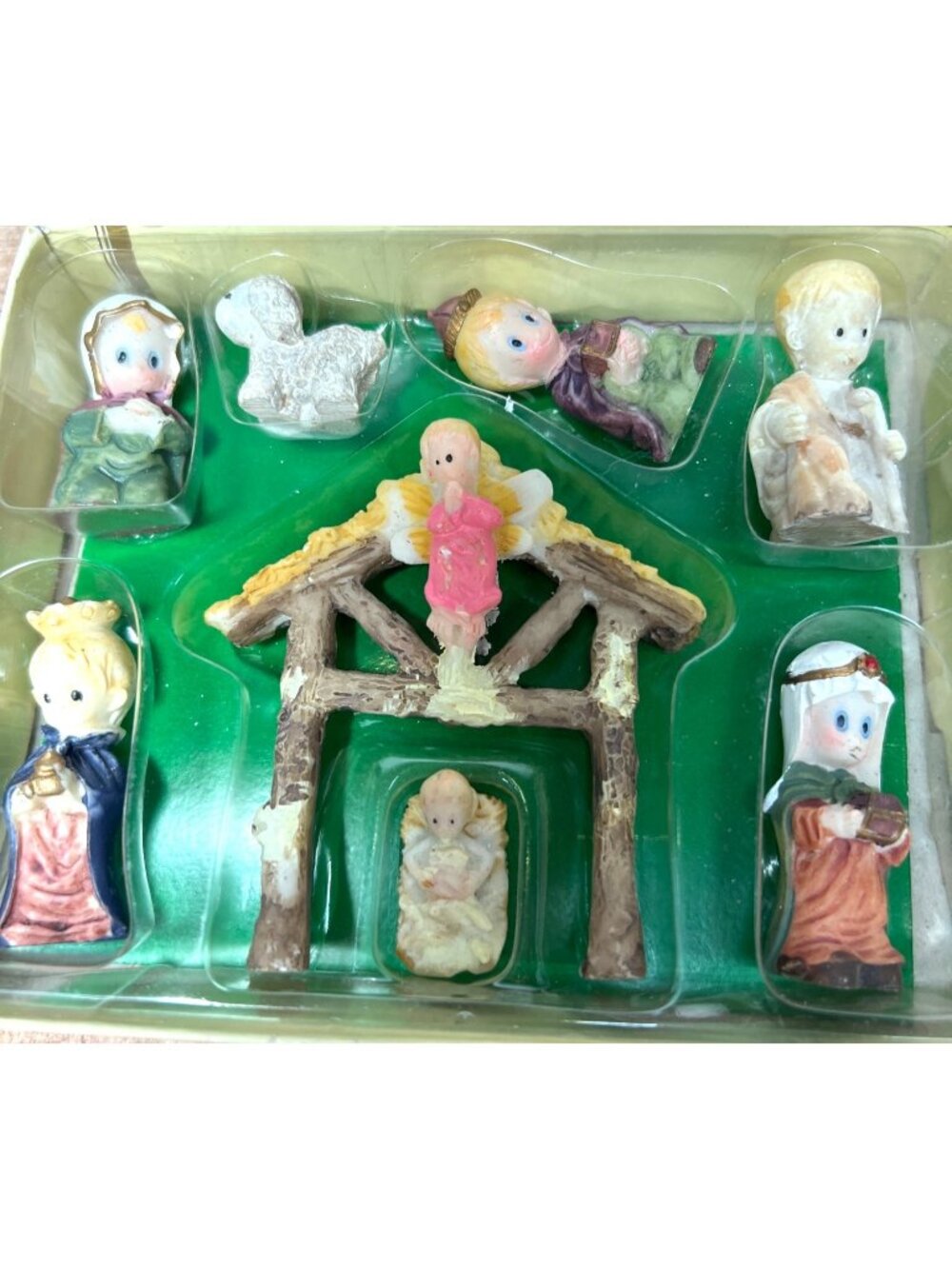 Vintage Mini Porcelain Nativity Figurine Set 8-Piece Christmas Decoration